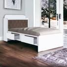 Cama Tamires Branco Com Capitonê Nogal E Colchão