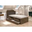 Cama Tamires Solteiro 0,88cm Com Auxiliar Castanho Com Capitonê Nogal - Cambel