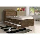Cama Tamires Solteiro 0,88cm com Auxiliar Castanho Dois Colchões - Cambel