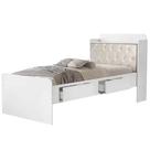 Cama Tamires Solteiro Sem Cama Auxiliar 2 Gavetas e Baú Cambel Cor Branco