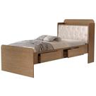 Cama Tamires Solteiro Sem Cama Auxiliar 2 Gavetas e Baú Cambel Cor Freijó