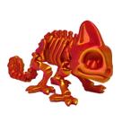 Camaleão Esqueleto Boneco Articulado Laranja Amarelo Impressão 3D