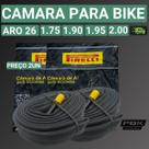 Câmara de Ar Aro 26 X 1.75 2.00 com Válvulas Grossas 33mm e 48mm Pirelli Câmara de Ar Aro 26 X 1.75 2.00 com Válvulas Grossas 33mm e 48mm Pirelli