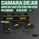 Câmara de Ar Bicicleta Aro 26 1.50 e 2.220 com Válvula Presta 48mm Pirelli