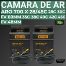 Camara de Ar para Bicicleta Aro 700 X 28 a 45C FV 48mm e 60mm Pirelli Camara de Ar para Bicicleta Aro 700 X 28 a 45C FV 48mm e 60mm Pirelli