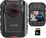 Câmera Corporal AeroTek 2K 64GB Visão Noturna para Polícia