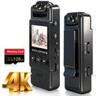 Câmera corporal Uoklohiu 4K 128GB com lente giratória de 180