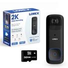 Câmera de campainha de vídeo inteligente WiFi sem fio Lorex 2K sem taxa de assinatura - iluminação inteligente de segurança, visão noturna, alimentada por bateria, detecção de movimento (preta)