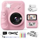 Câmera de impressão instantânea CalineGam Kids 48MP com cartão de 32GB rosa