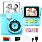 Câmera de impressão instantânea GKTZ para crianças 1080P HD com cartão de 32 GB azul Câmera de impressão instantânea GKTZ para crianças 1080P HD com cartão de 32 GB azul