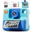 Câmera de impressão instantânea GREENKINDER Kids FHD com cartão de 32 GB azul