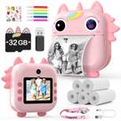 Câmera de impressão instantânea Skirfy Kids 48MP com cartão TF de 32GB e 5 papéis