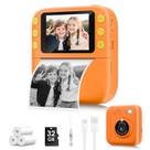 Câmera de impressão instantânea Yusuuo 1080P 16X Zoom 32GB Laranja
