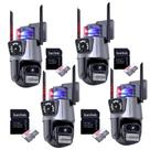 Câmera de segurança Dupla WiFi 6MP Full HD 4K Alarme Integrado Detecção Humana Visão Noturna Sirene Integrada Áudio Bidirecional Cartão Memória SD