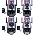 Câmera de Segurança Dupla WiFi 8x Zoom 6MP Full HD 1080 com Alarme Integrado, Detecção Humana e Reconhecimento de Movimento e Cartão SD 32GB 4 Unid