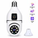 Câmera de Segurança Lâmpada Lente Dupla 2X 2Mp Ip Wifi