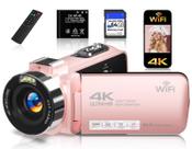 Câmera de Vídeo Gtonster 4K 56MP WiFi Visão Noturna Rosa Câmera de Vídeo Gtonster 4K 56MP WiFi Visão Noturna Rosa