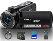 Câmera de vídeo OLESIT Full HD 1080P 48MP com controle remoto e SD de 32GB