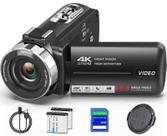 Câmera de vídeo Suttie 4K 80MP Câmera de vídeo com visão noturna, zoom 18X