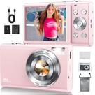 Câmera digital 48 MP 4K com zoom óptico de 18x e cartão de 32 GB, rosa
