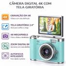 Câmera Digital 4K com Zoom 8X Tela Giratória e Bateria Duradoura para Uso Prolongado : VERDE Câmera Digital 4K com Zoom 8X Tela Giratória e Bateria Duradoura para Uso Prolongado : VERDE