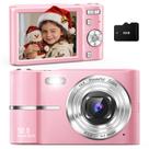 Câmera Digital Basdecm 50 MP 4K Rosa Zoom 16X para Crianças