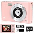 Câmera digital BEARBISU 44MP Full HD 1080P com cartão de 32GB - rosa Câmera digital BEARBISU 44MP Full HD 1080P com cartão de 32GB - rosa