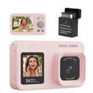 Câmera digital com tela dupla 80MP 5K, zoom 18x, rosa Câmera digital com tela dupla 80MP 5K, zoom 18x, rosa