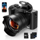 Câmera digital Fulealfly 8K 88MP WiFi Vlogging com 2 baterias