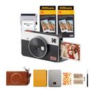 Câmera digital instantânea e impressora fotográfica KODAK Mini Shot 2 Retro 4PASS 2 em 1 (2,1 x 3,4 polegadas) Pacote de presente inicial de 8 folhas e 60 folhas, branco