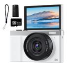Câmera digital TZZPL 64MP 4K com tela flip de 3" 64GB SD branca