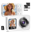 Câmera digital WABL 4K 64MP UHD com telas duplas com zoom 18X branco