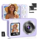 Câmera digital WABL 4K 64MP UHD com telas duplas com zoom 18X violeta