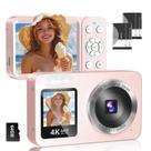 Câmera digital WABL rosa 4K 64MP UHD com tela dupla com zoom 18X