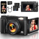 Câmera Digital XNSIAKXA 4K 64MP Autofoco WiFi para Vlogging Zoom Digital 16X