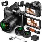 Câmera digital Yatao 6K 64MP com tela flip, lente grande angular