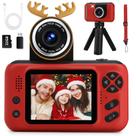 Câmera infantil Makolle 1080P HD Video Selfie com cartão SD de 32 GB vermelho