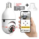 Câmera Lampada 360 Wifi Giratoria Sem Fio +cartão De Memória