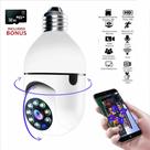Câmera lampada inteligente Wireless infra IP Full HD 2.0 MP, Holofote, Auto Tracking c/ Cartão 32gb