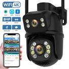 Câmera PTZ WiFi 4K 8MP Com Lente Dupla, IP66 À Prova d'Água, Visão Noturna, Detecção Humana E Áudio