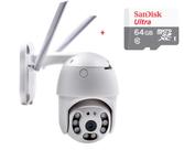 Câmera Segurança Ip Rotativa Dome A6 Wifi Full Hd Ptz Ip66 C/ Cartão de Memoria de 64GB