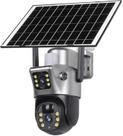 Câmera Segurança Solar 4G Sem Fio WiFi Externa Lente Dupla PTZ Visão Noturna Colorida Áudio Bidirecional Monitoramento Remoto Via 4G