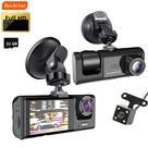 Câmera Veicular 1080P Com 3 Lentes, Visão Noturna IR, Gravação Em Loop E 2 Telas IPS