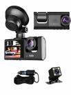 Câmera Veicular Automotiva WiFi Full HD 1080P DVR com 3 Câmeras Frontal Interna e Traseira Visão Noturna e Loop Gravação