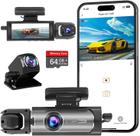 Câmera veicular Wagoyo de 3 canais 1080P com tela de 3,16" e cartão de 64 GB Câmera veicular Wagoyo de 3 canais 1080P com tela de 3,16" e cartão de 64 GB