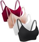 Cami Bralettes Shaffu acolchoado para mulheres, pacote 4/6 (S, vermelho+4)
