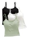 Cami Crop Top WDIRARA, pacote com 3 unidades, com sutiã embutido Cami Crop Top WDIRARA, pacote com 3 unidades, com sutiã embutido