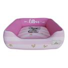 Caminha de Gato Rosa Love Aveludado Cama Pet 60x60 Novadecora