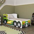 Caminha Montessoriana Caminhão Infantil Juvenil para Quarto Menino com Cabeceira Peseira - Verde