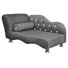 Caminha Pet Luxo Divâ Strass Tecido Linho Cinza Dinivi Decor
